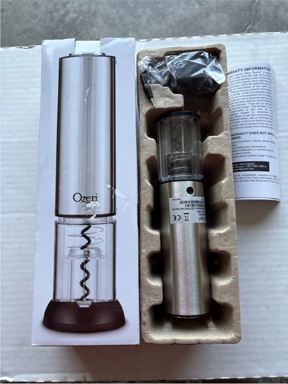 Zero Silver Electric Wine Opener - Rechargeable One-Touch